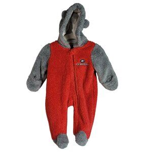 Gen2 Georgia Bulldogs Bunting Red 0-3M Fleece Hood Mittens Footed Zip Football